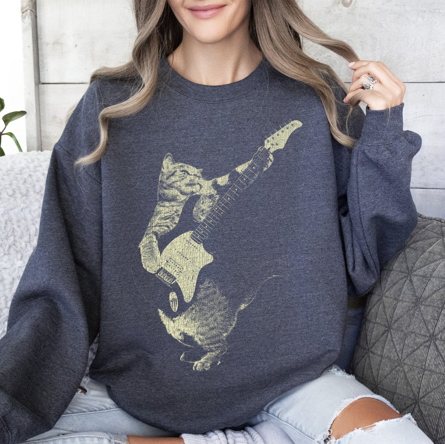 Cat Playing A Guitar, Funny Animals Sweatshirt