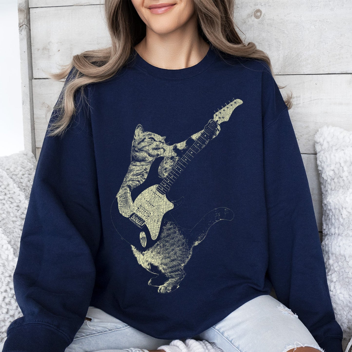 Cat Playing A Guitar, Funny Animals Sweatshirt