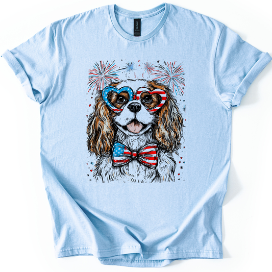 Cavalier King Charles Spaniel Patriotic Dog, USA, America, Pet Lover, 4th of July, Soft Style T-Shirt