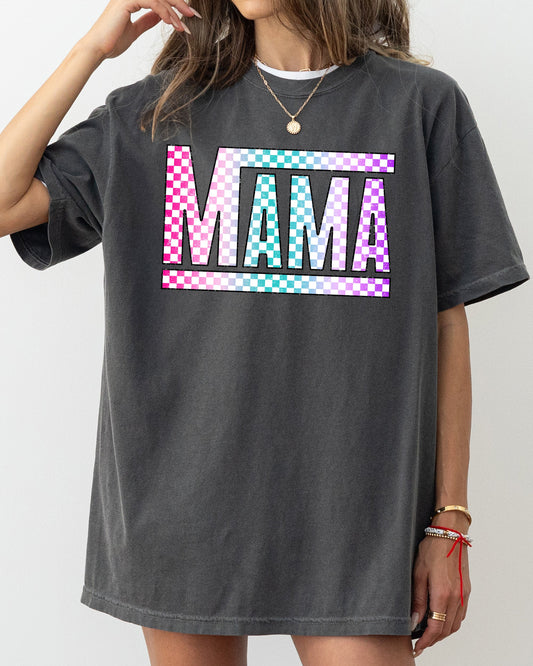 Checkered Mama, Colorful, Retro, Vintage, Mother Shirt Comfort Colors T-Shirt