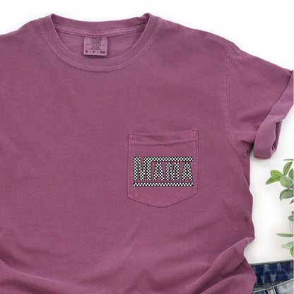 Checkered Mama, Retro, Pocket Tee Comfort Colors T-Shirt
