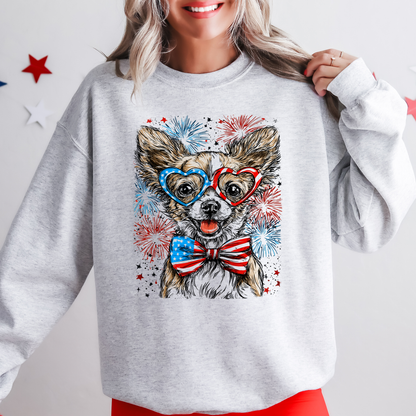 Chihuahua Patriotic Dog, USA, America, Pet Lover, 4th of July Sweatshirt