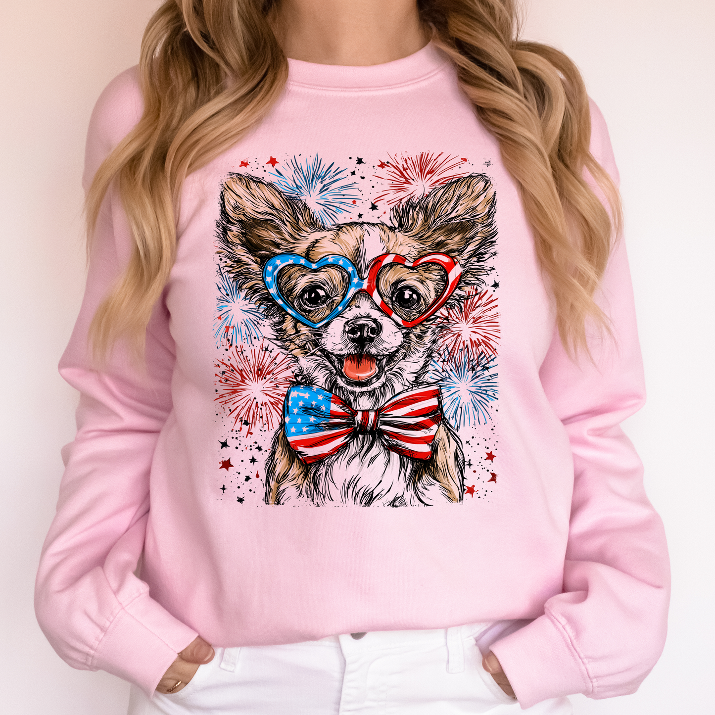Chihuahua Patriotic Dog, USA, America, Pet Lover, 4th of July Sweatshirt