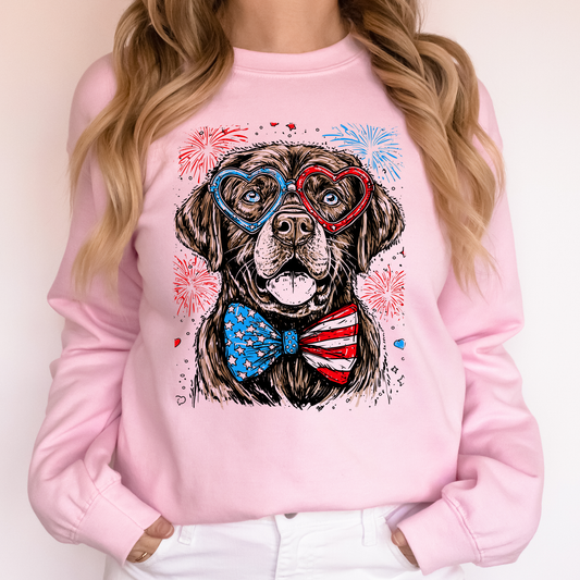 Chocolate Labrador, Lab Patriotic Dog, USA, America, Pet Lover, 4th of July Sweatshirt