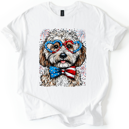 Cockapoo Patriotic Dog, USA, America, Pet Lover, 4th of July, Soft Style T-Shirt
