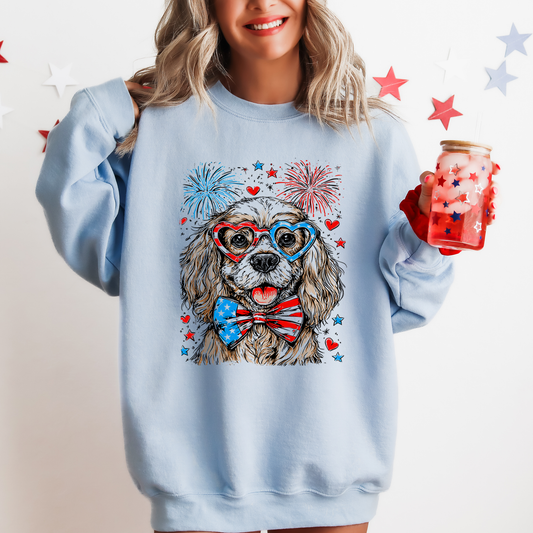 Cocker Spaniel Patriotic Dog, USA, America, Pet Lover, 4th of July Sweatshirt