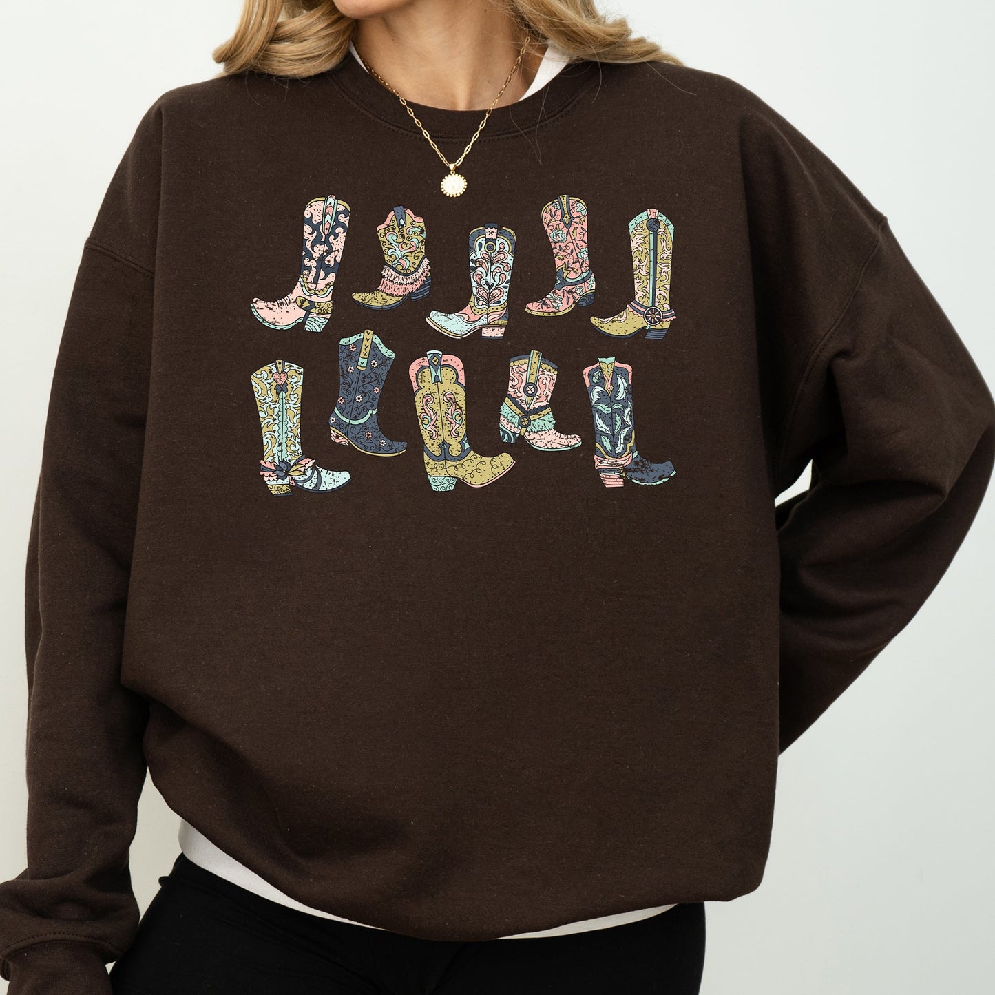 Colorful Cowboy Boots, Western, Cowgirl, Country Sweatshirt