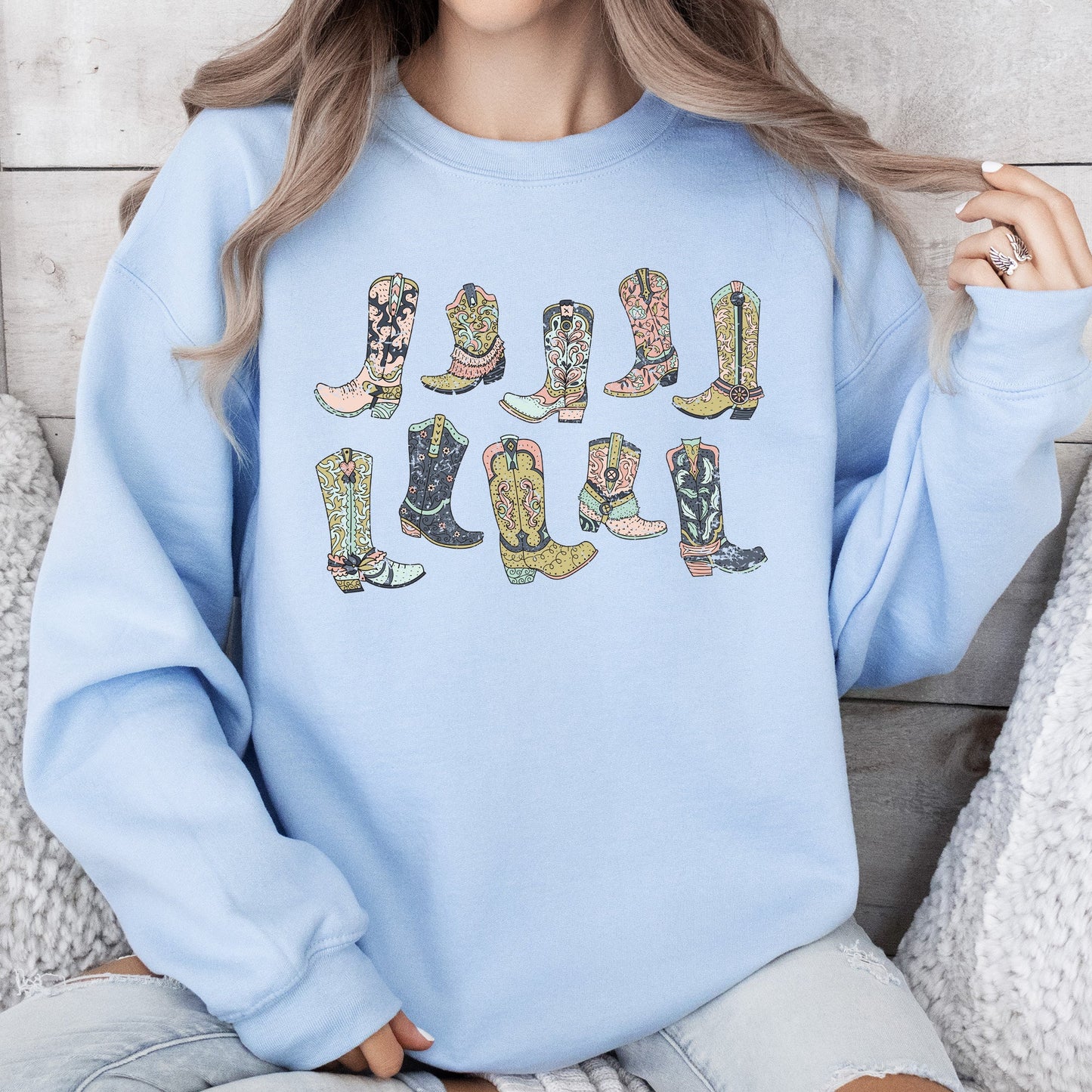 Colorful Cowboy Boots, Western, Cowgirl, Country Sweatshirt
