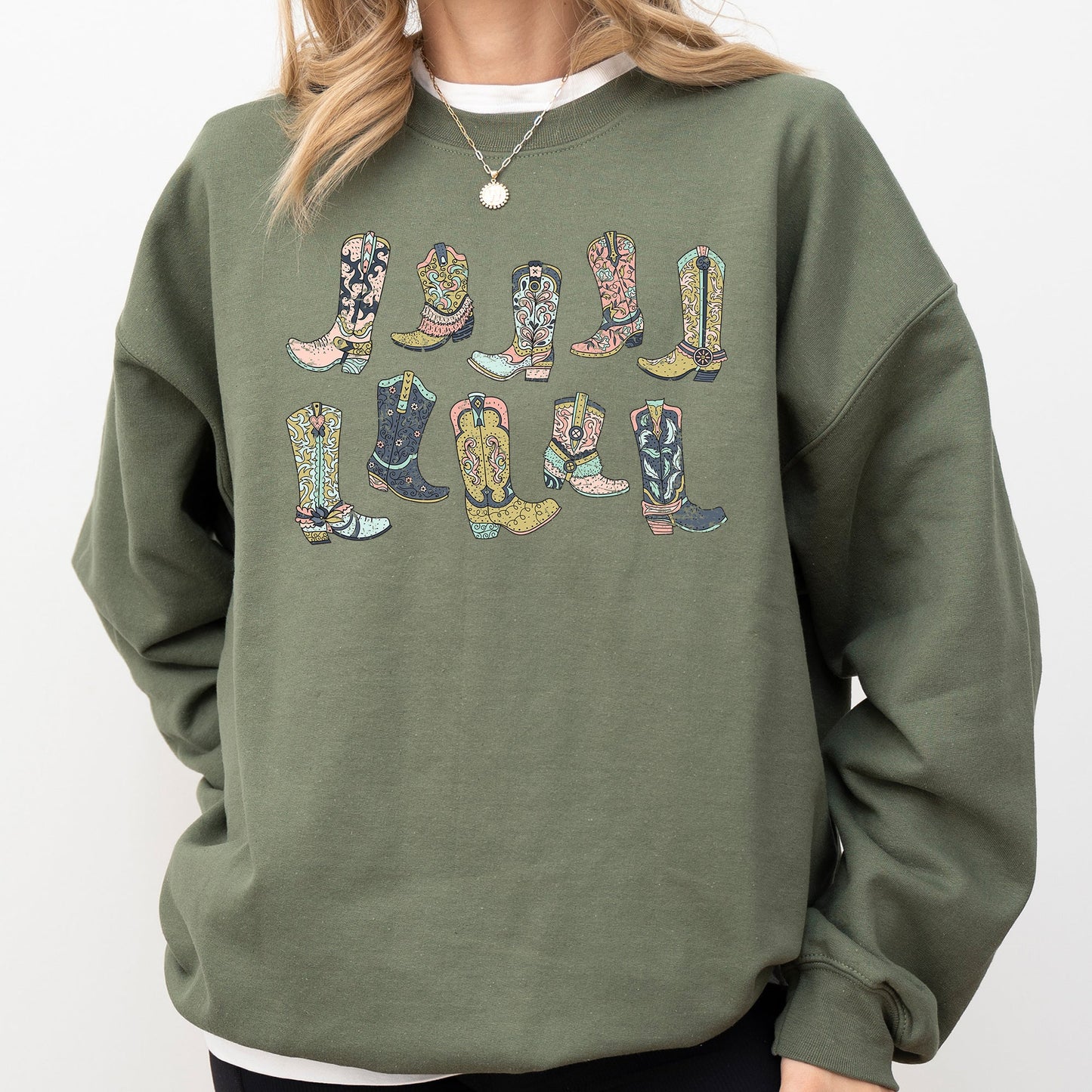 Colorful Cowboy Boots, Western, Cowgirl, Country Sweatshirt