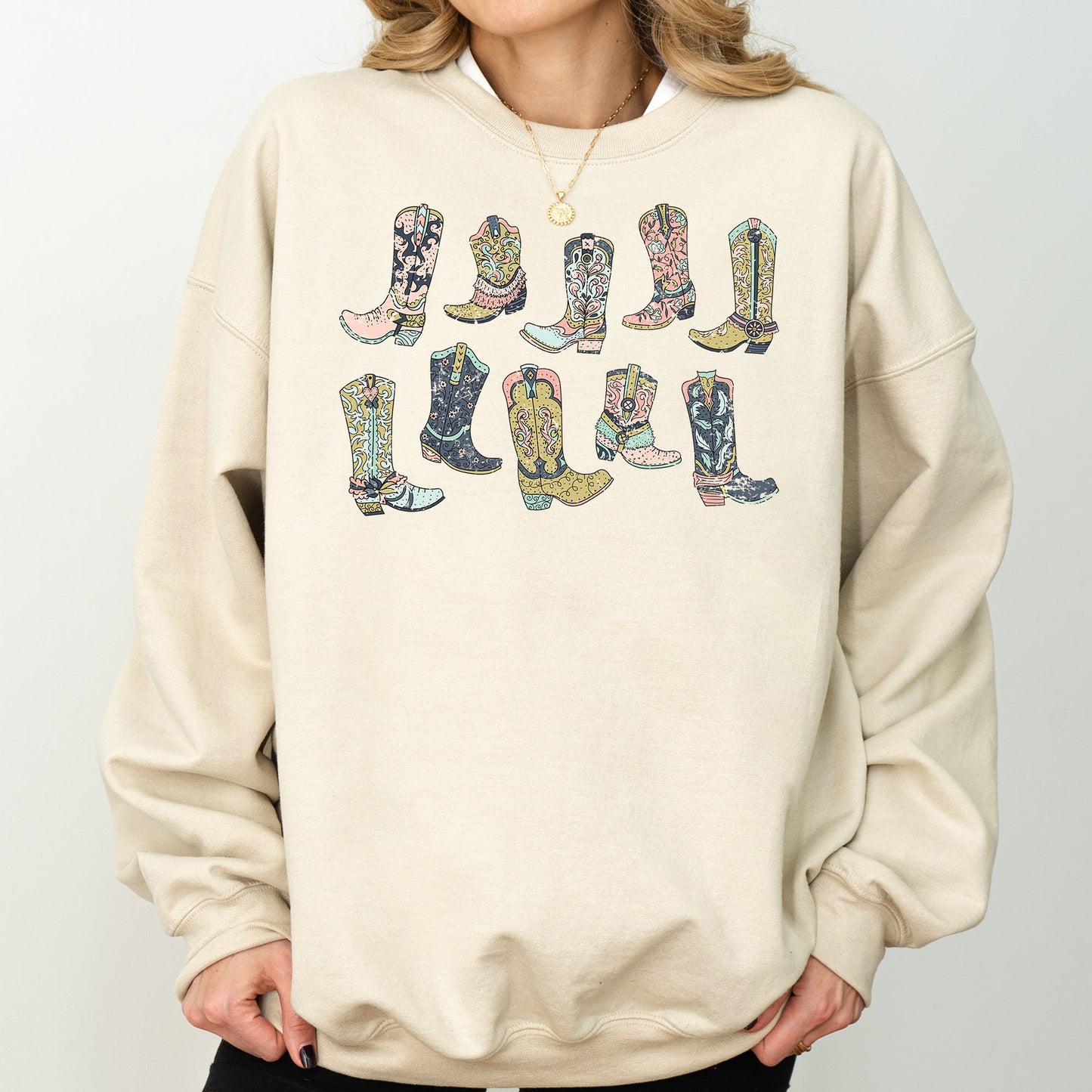 Colorful Cowboy Boots, Western, Cowgirl, Country Sweatshirt