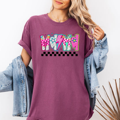 Colorful Mama, Bright, Checkered, Retro Comfort Colors T-Shirt