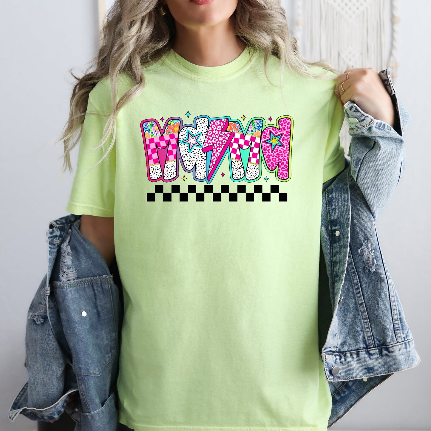 Colorful Mama, Bright, Checkered, Retro Comfort Colors T-Shirt