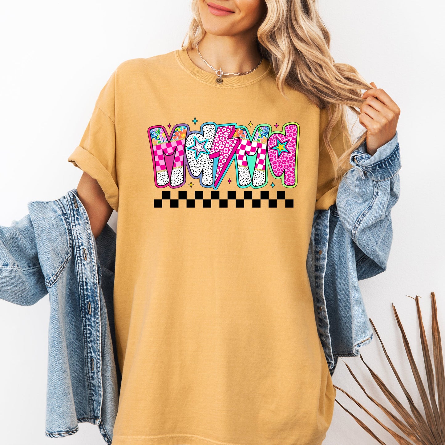 Colorful Mama, Bright, Checkered, Retro Comfort Colors T-Shirt