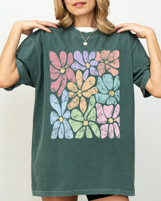 Colorful, Gorgeous Abstract Flowers, Boho Floral Design, Summer Vibes, Gardening, Festival, Nature Shirt Comfort Colors T-Shirt