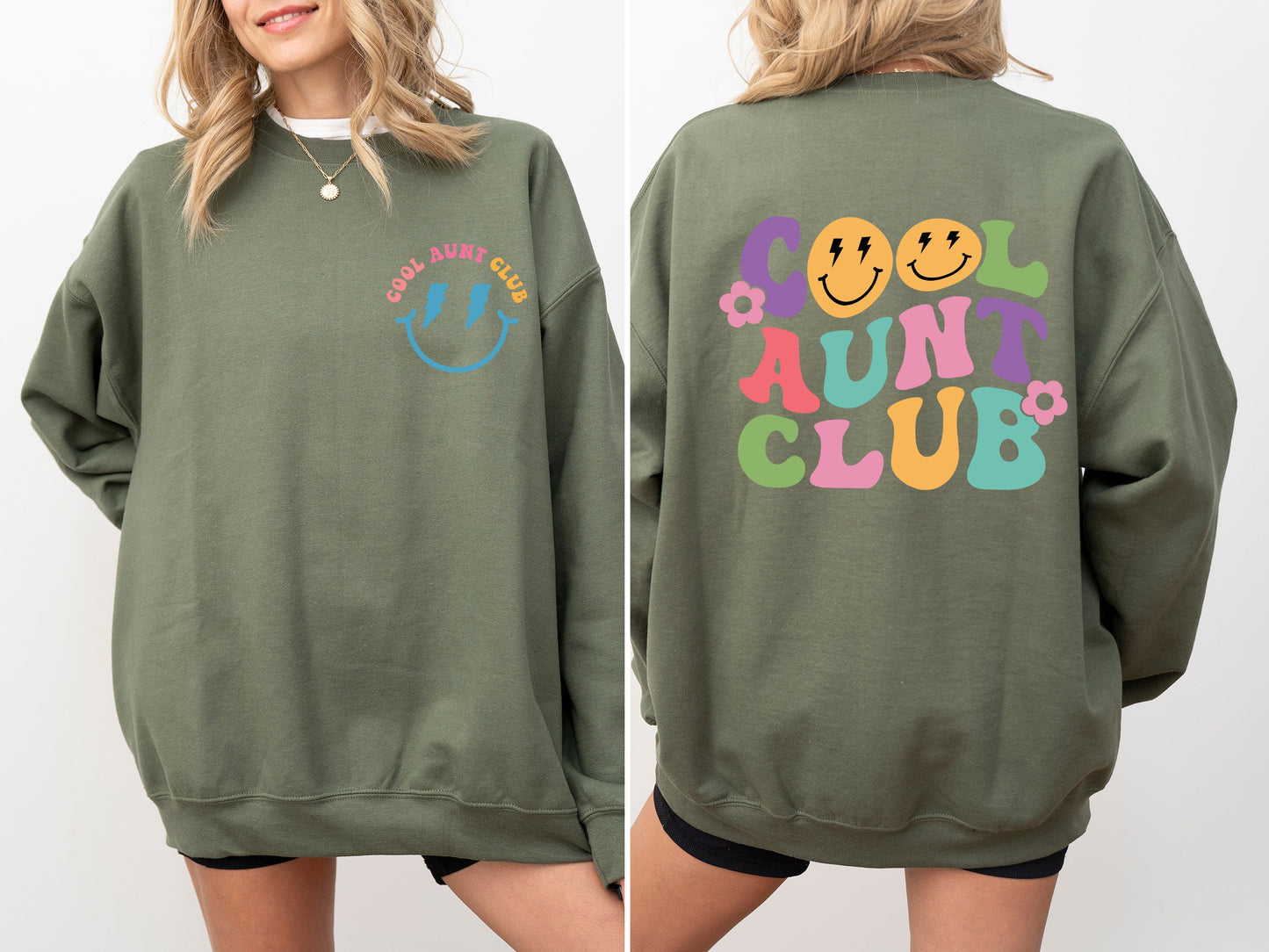Cool Aunt Club Front And Back Print Sweatshirt