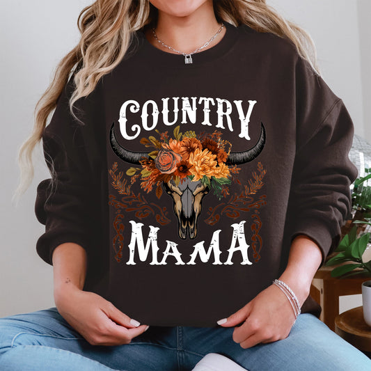 Country Mama, Skull, Western, Country, Mother's Day Sweatshirt