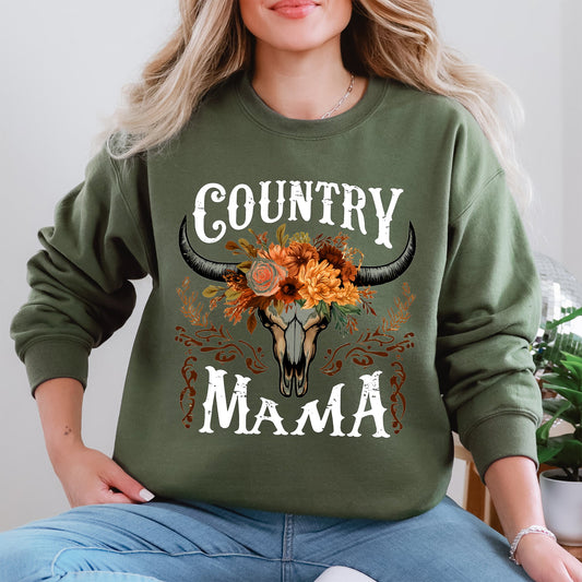 Country Mama, Skull, Western, Country, Mother's Day Sweatshirt