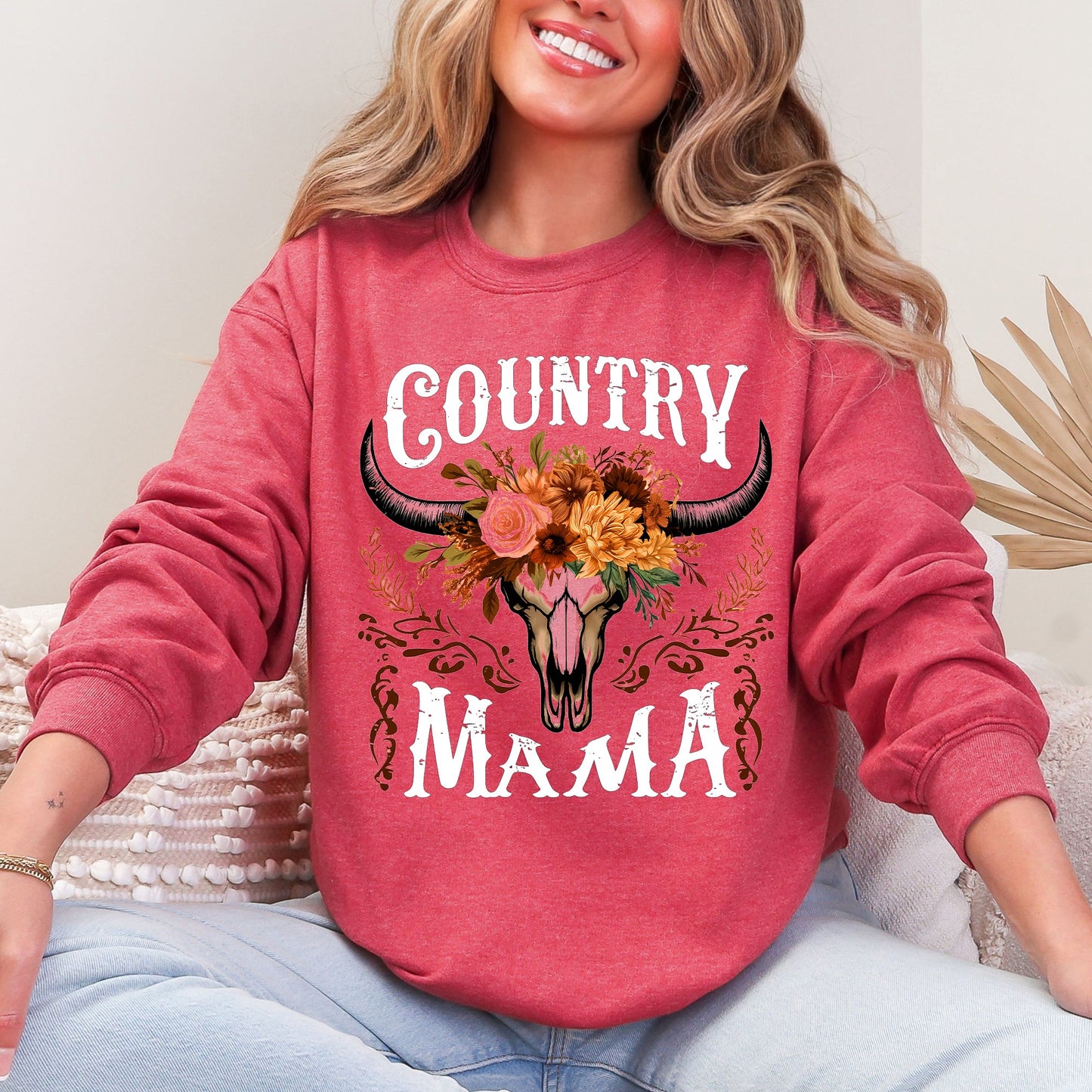 Country Mama, Skull, Western, Country, Mother's Day Sweatshirt