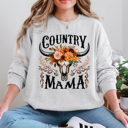 Country Mama, Skull, Western, Country, Mother's Day Sweatshirt