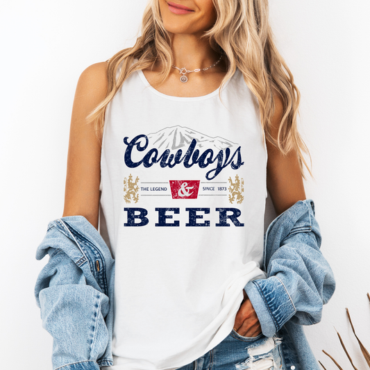 Cowboys and Beer, Country, Western Comfort Colors Tank Top