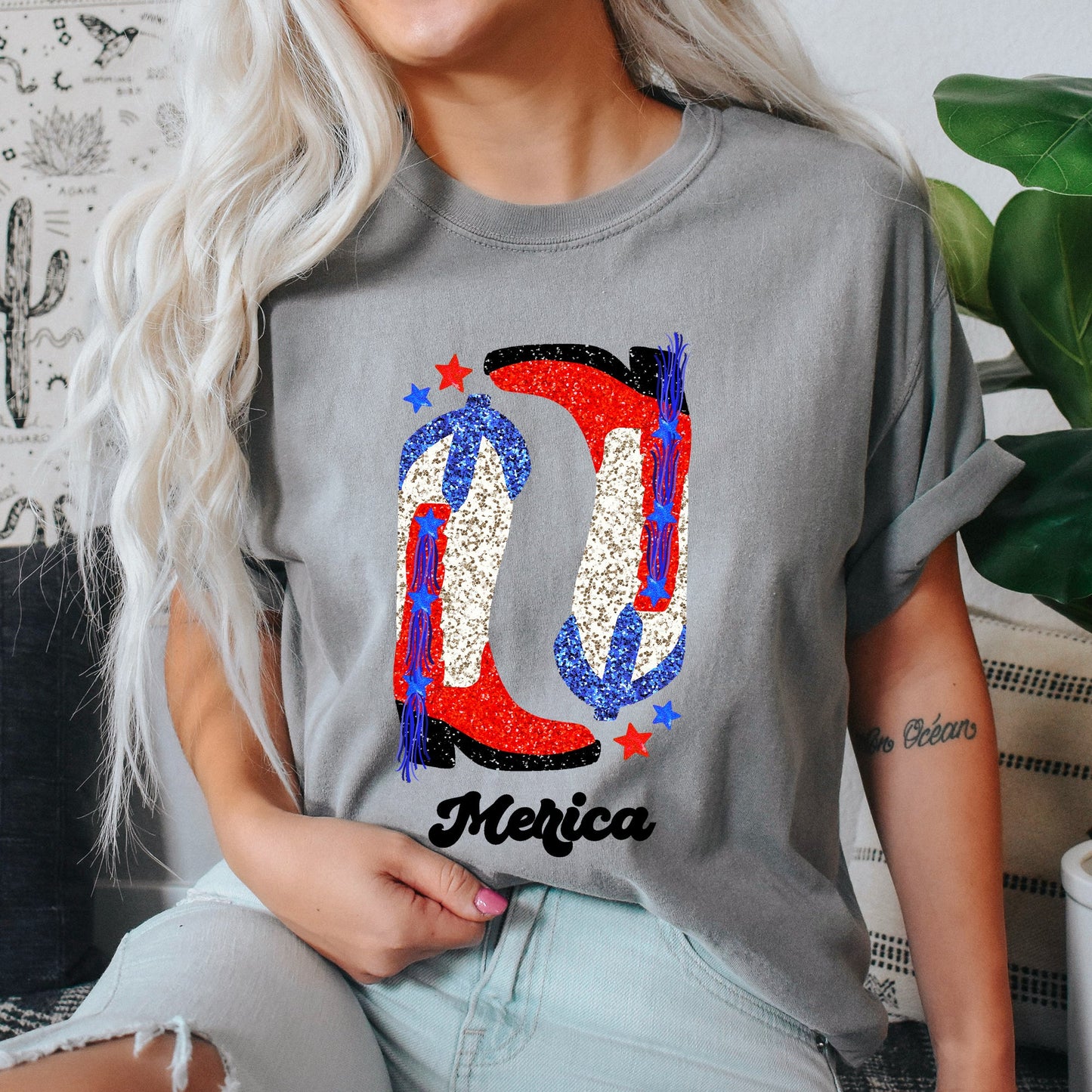 Cowgirl Boots, FauxGlitter, Western, Country, Cowboy, Tshirt Comfort Colors T-Shirt