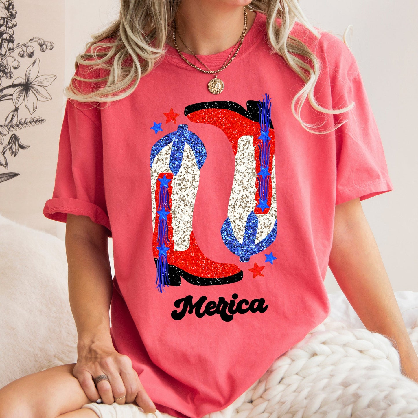 Cowgirl Boots, FauxGlitter, Western, Country, Cowboy, Tshirt Comfort Colors T-Shirt