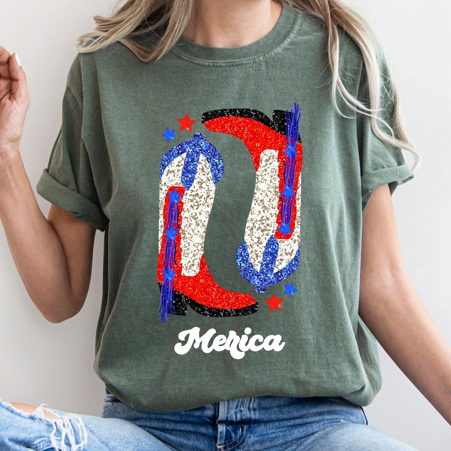 Cowgirl Boots, FauxGlitter, Western, Country, Cowboy, Tshirt Comfort Colors T-Shirt