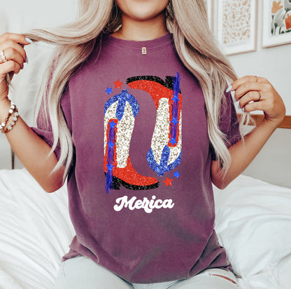 Cowgirl Boots, FauxGlitter, Western, Country, Cowboy, Tshirt Comfort Colors T-Shirt