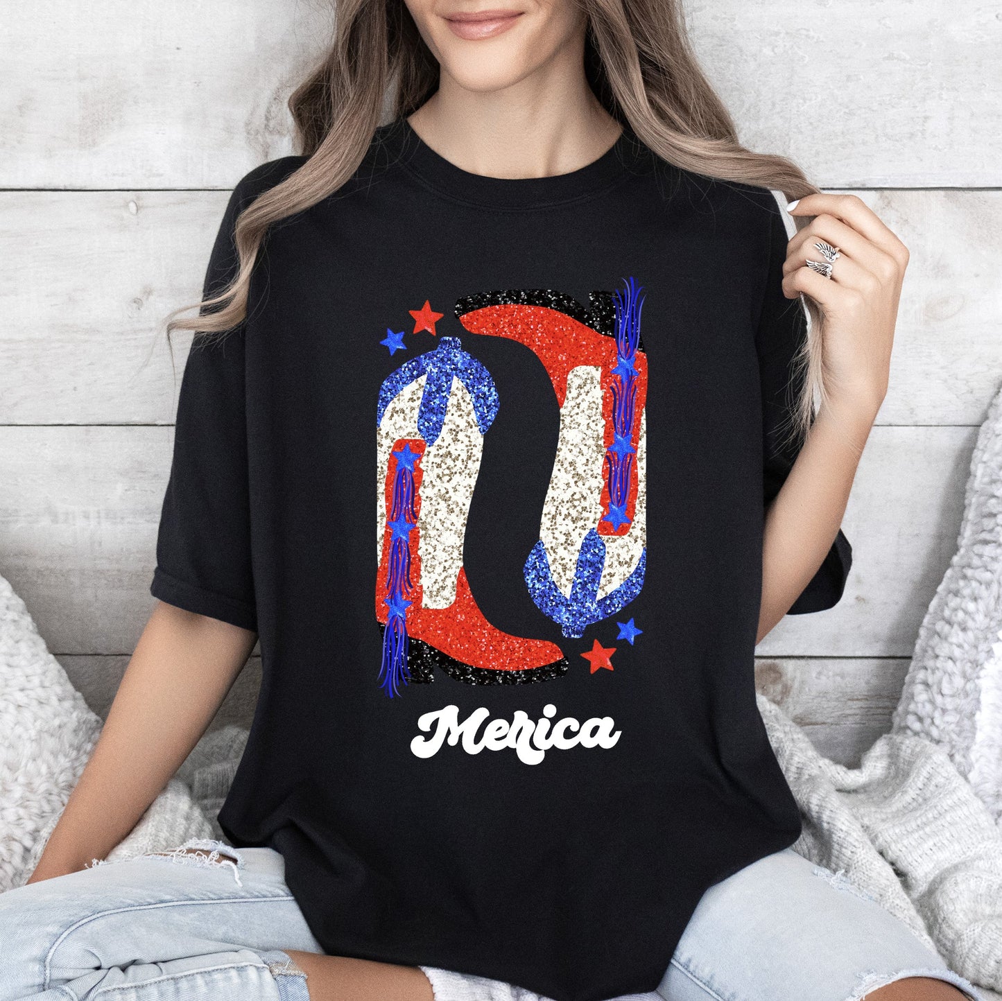 Cowgirl Boots, FauxGlitter, Western, Country, Cowboy, Tshirt Comfort Colors T-Shirt