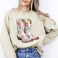 Cowgirl Boots, Pink, Floral, Colorful, Western, Country Sweatshirt