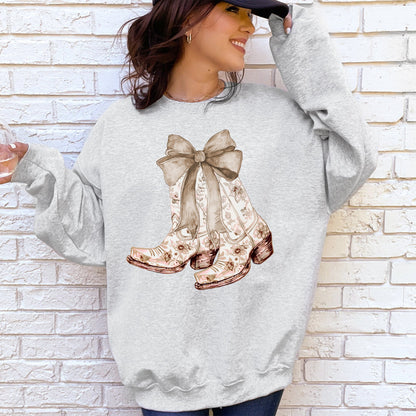 Cowgirl Boots, Ribbon, Floral, Colorful, Western, Country Sweatshirt
