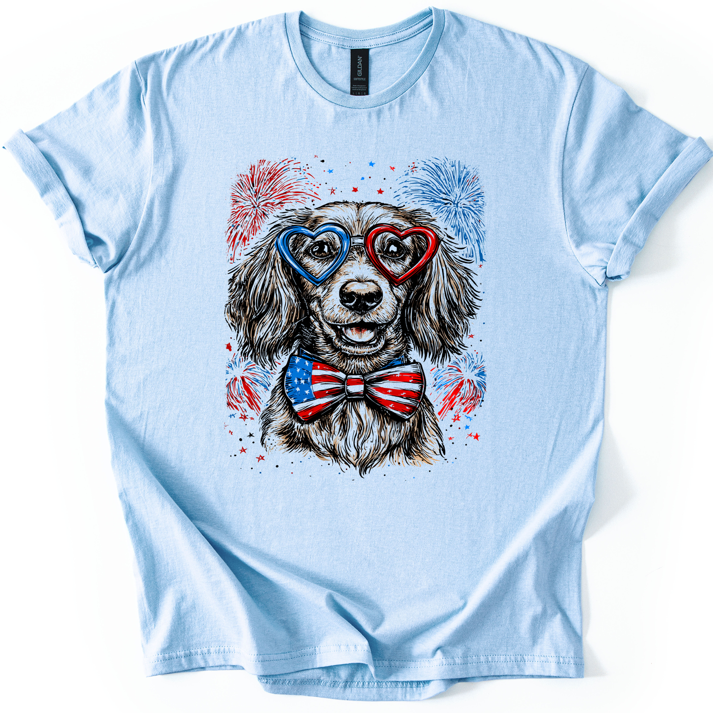 Dachshund Patriotic Dog, USA, America, Pet Lover, 4th of July, Soft Style T-Shirt