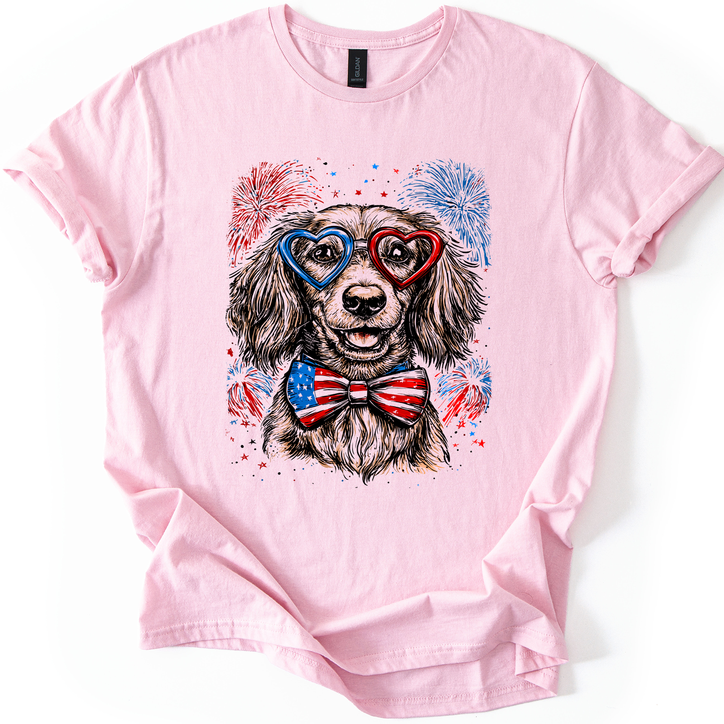 Dachshund Patriotic Dog, USA, America, Pet Lover, 4th of July, Soft Style T-Shirt
