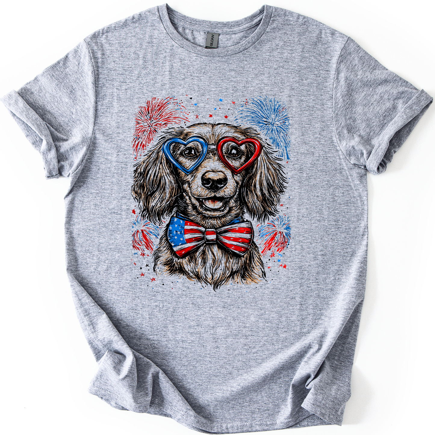 Dachshund Patriotic Dog, USA, America, Pet Lover, 4th of July, Soft Style T-Shirt