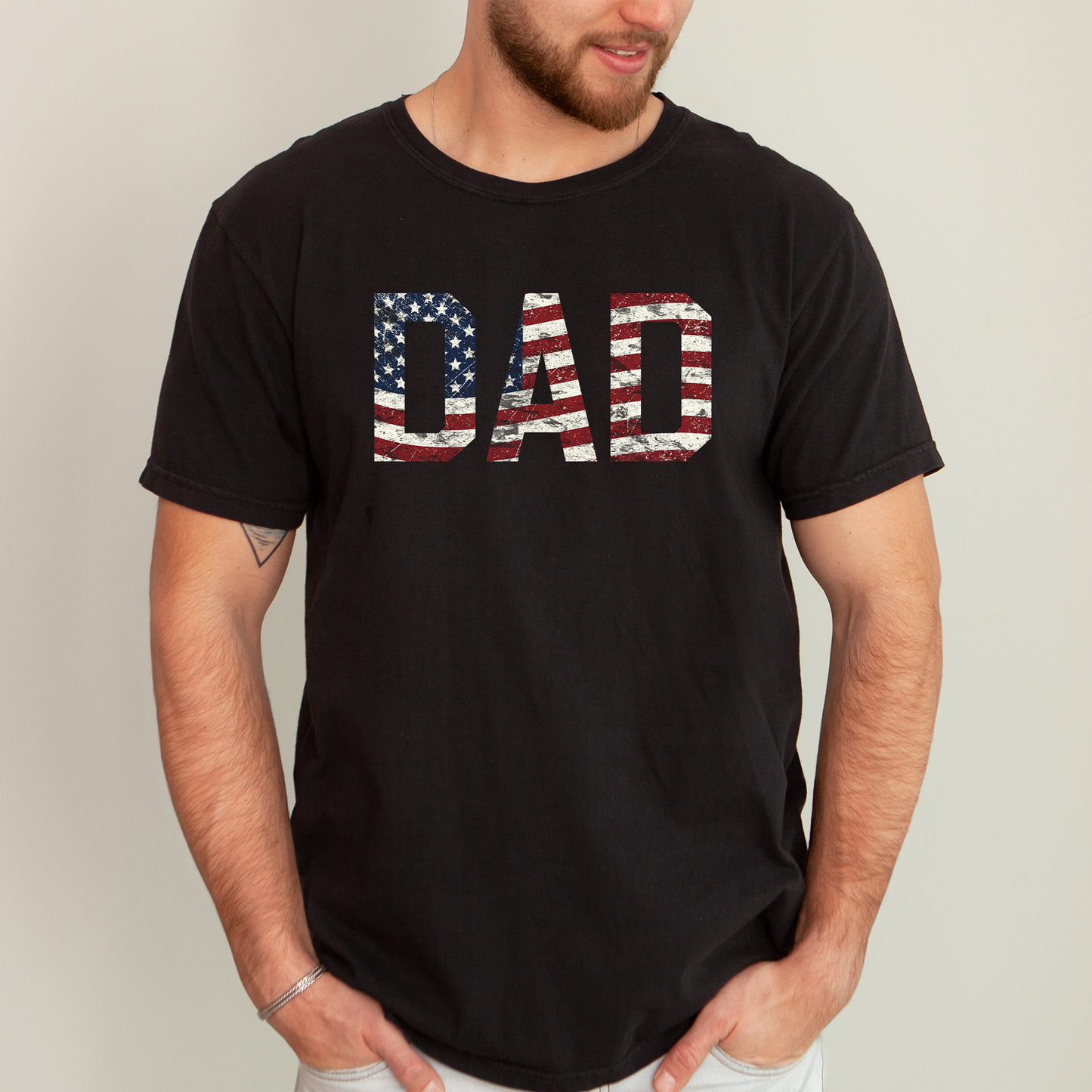 Dad, Patriotic, American Flag, Stars Stripes, Father's Day, Fourth of July, USA, Comfort Colors T-Shirt
