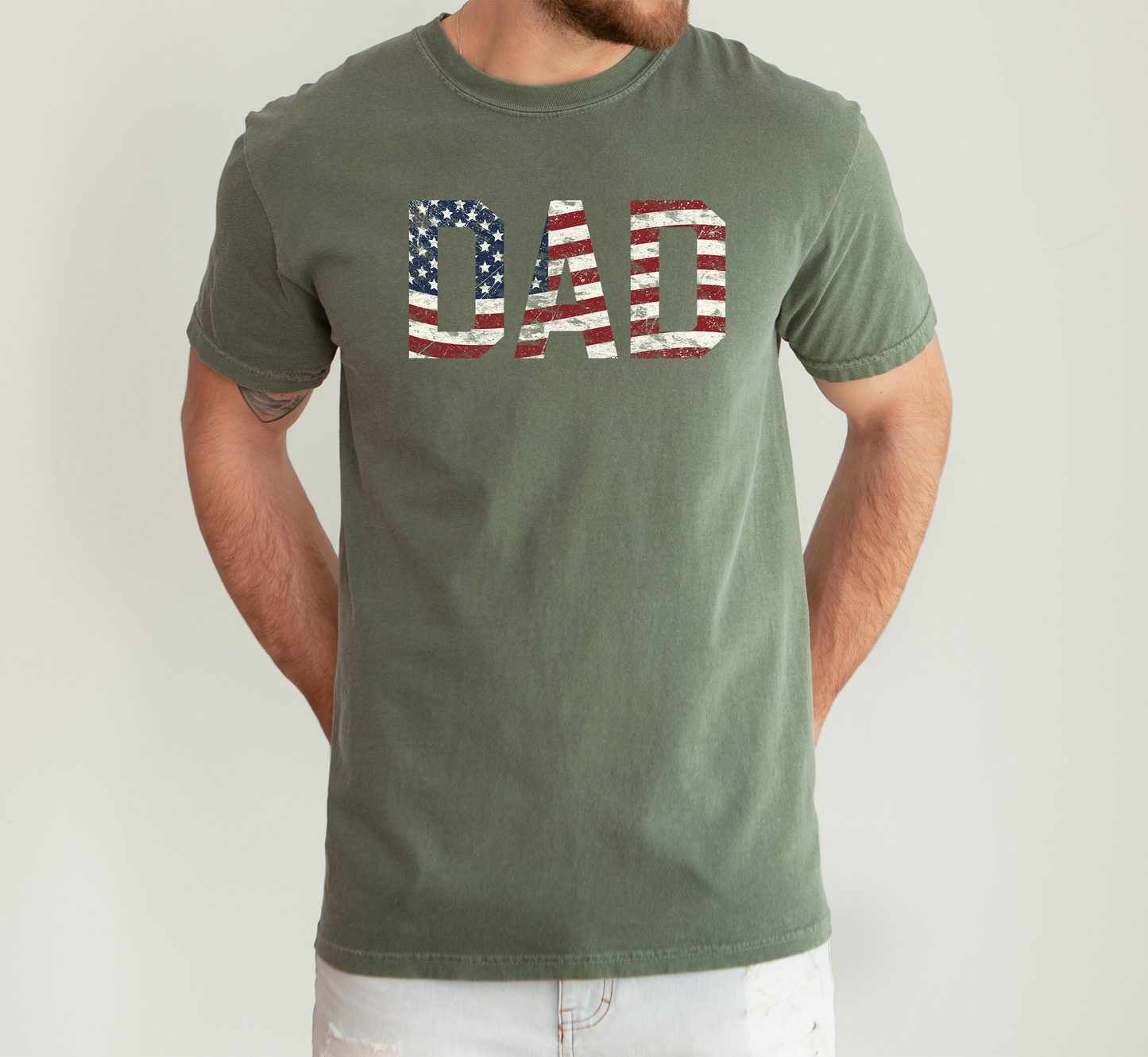 Dad, Patriotic, American Flag, Stars Stripes, Father's Day, Fourth of July, USA, Comfort Colors T-Shirt