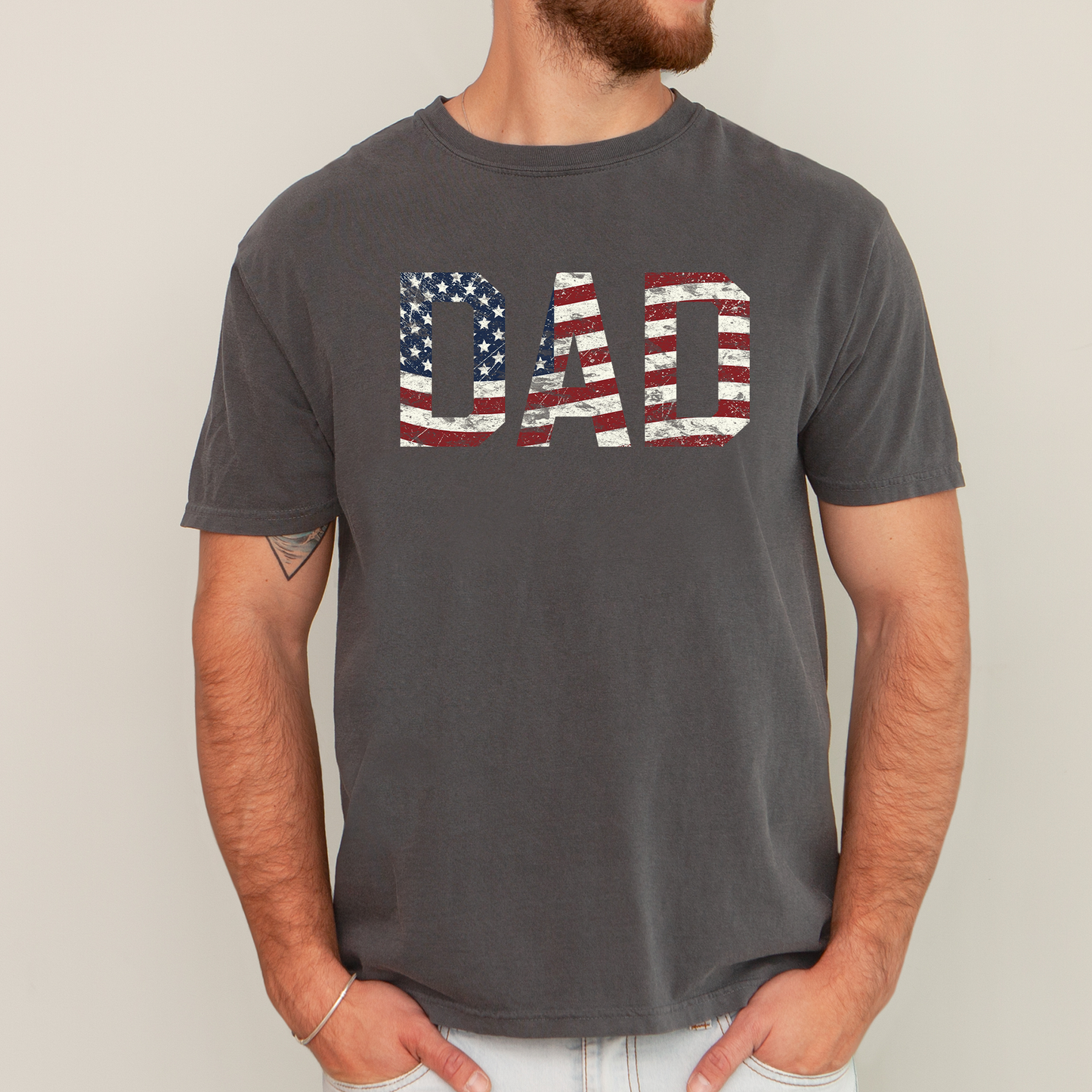 Dad, Patriotic, American Flag, Stars Stripes, Father's Day, Fourth of July, USA, Comfort Colors T-Shirt