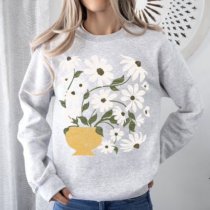 Daisies, Retro Floral Design Sweatshirt