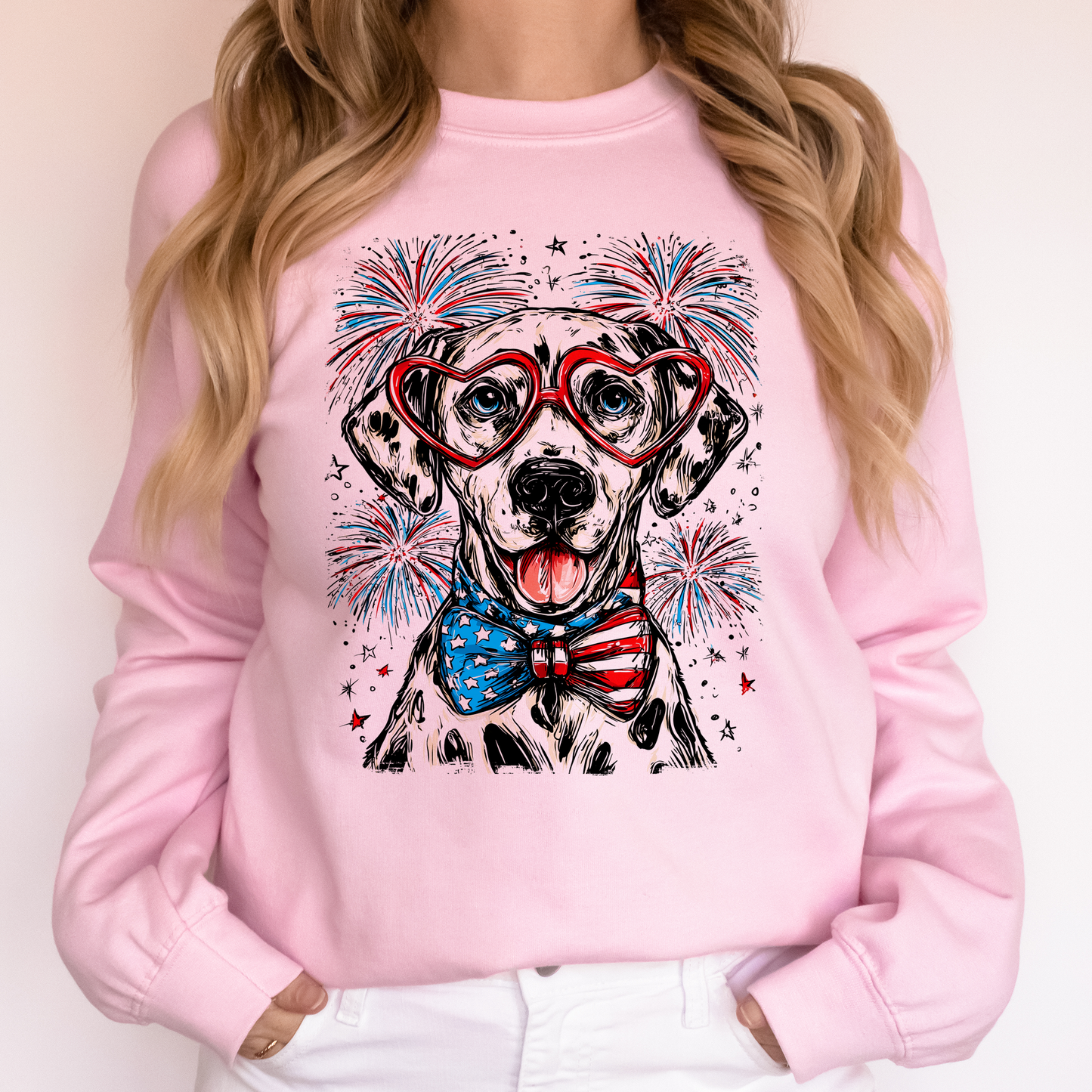 Dalmatian Patriotic Dog, USA, America, Pet Lover, 4th of July Sweatshirt