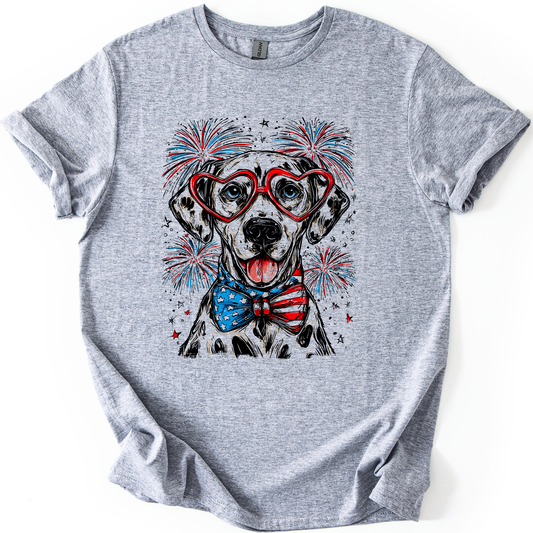 Dalmatian Patriotic Dog, USA, America, Pet Lover, 4th of July, Soft Style T-Shirt
