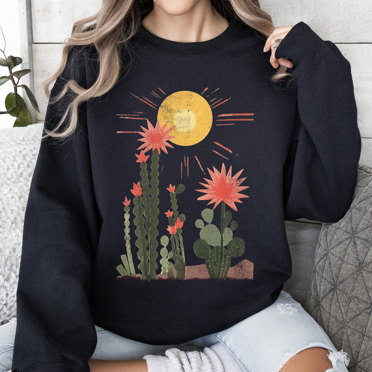 Desert Cactus, Sun Succulent, Western, Plants, Sweatshirt