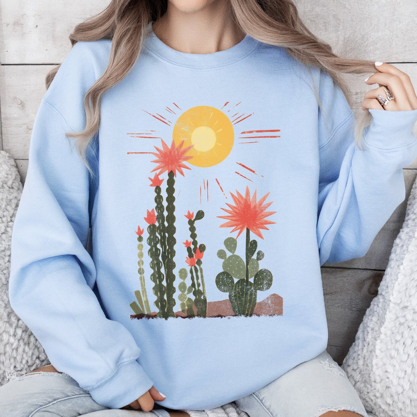 Desert Cactus, Sun Succulent, Western, Plants, Sweatshirt