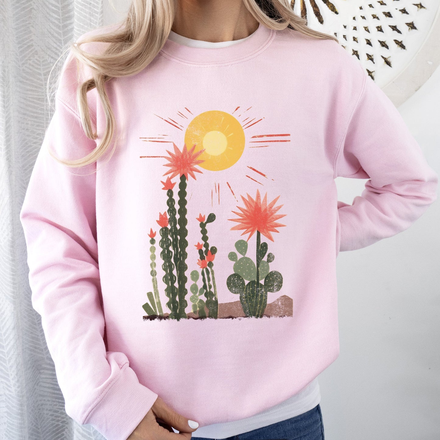 Desert Cactus, Sun Succulent, Western, Plants, Sweatshirt