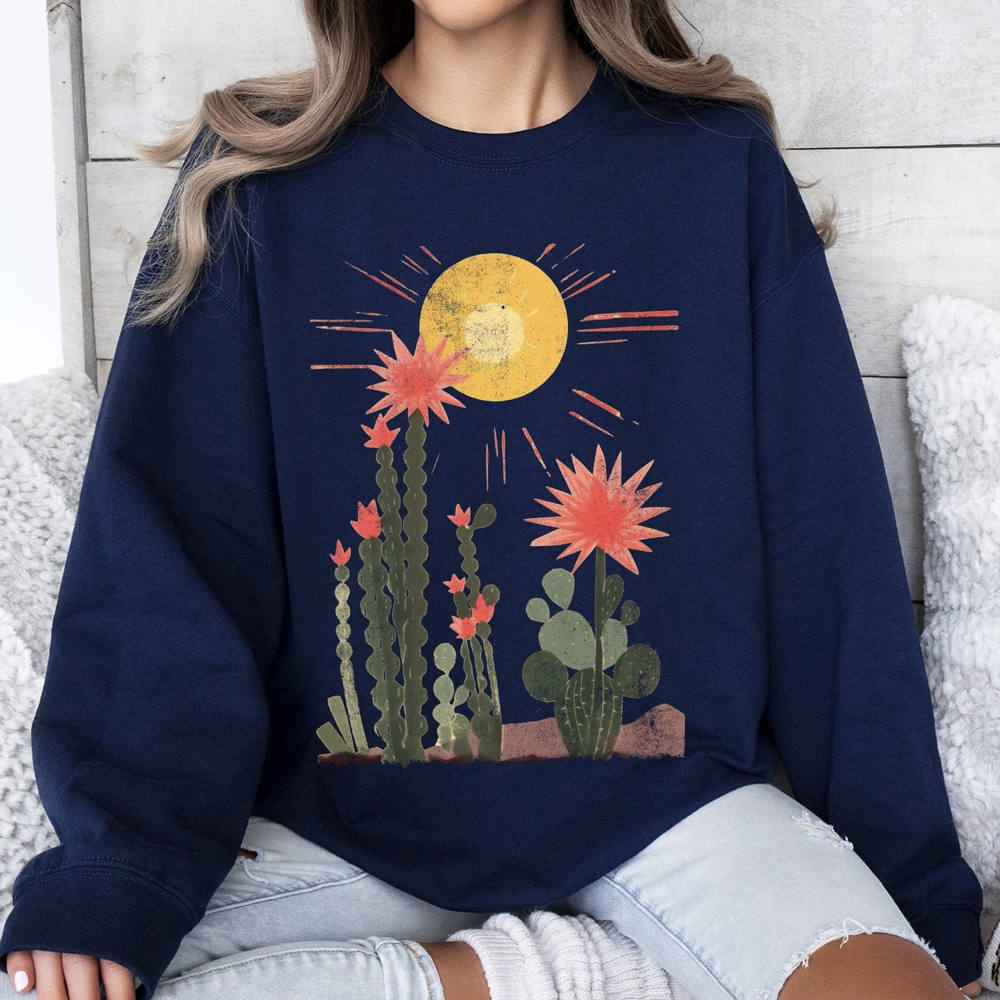 Desert Cactus, Sun Succulent, Western, Plants, Sweatshirt