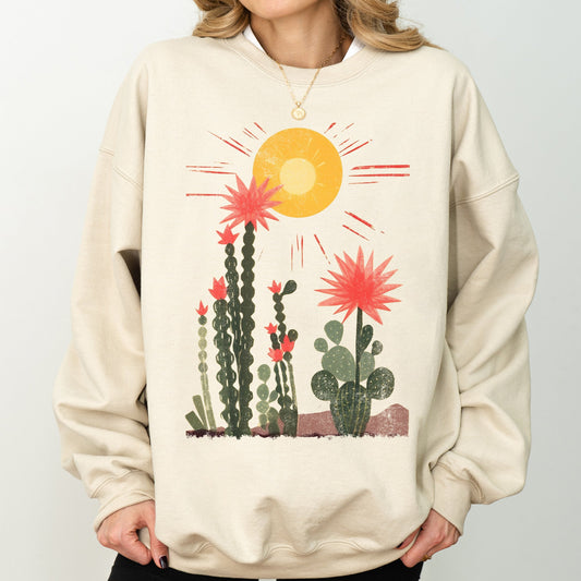 Desert Cactus, Sun Succulent, Western, Plants, Sweatshirt