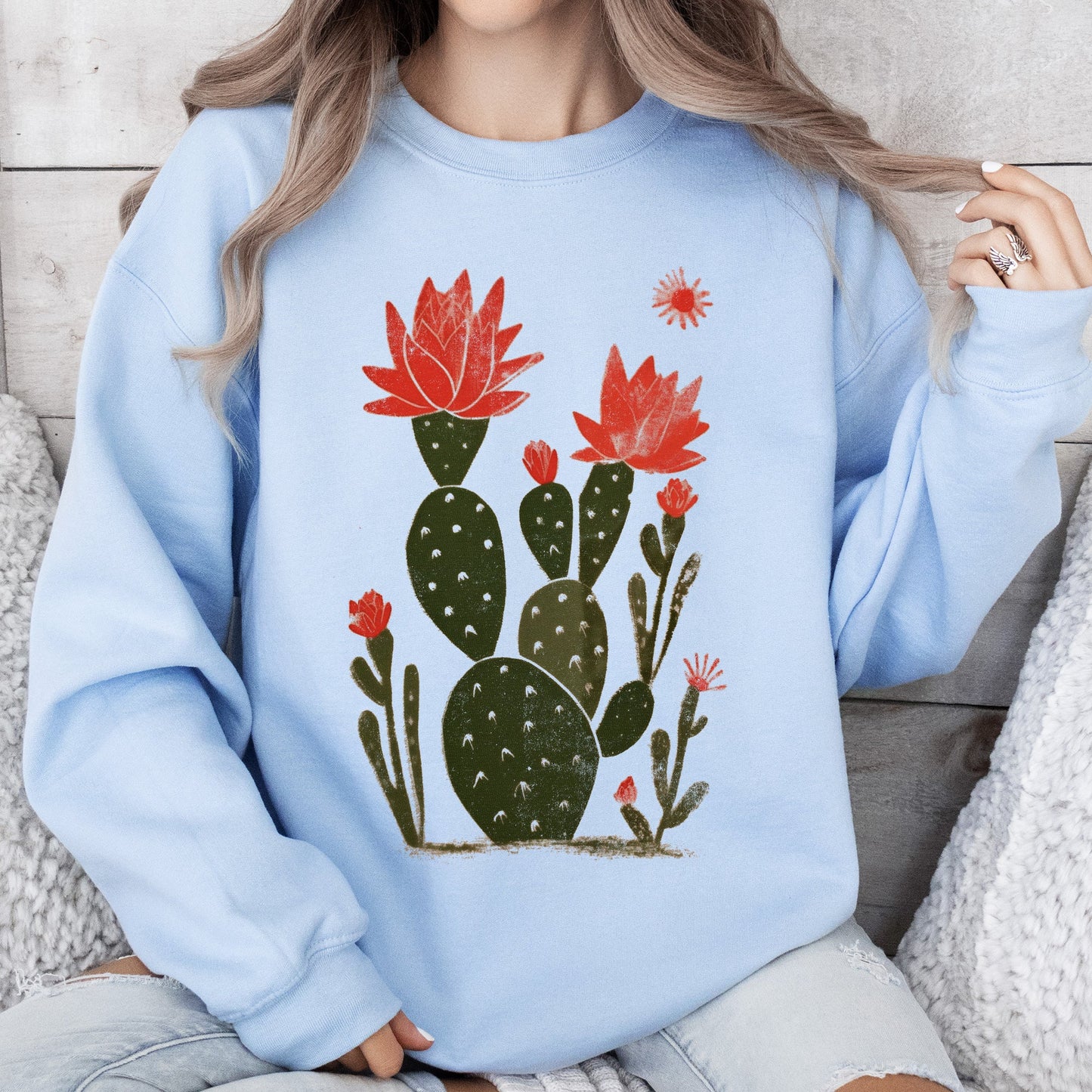 Desert Cactus, Succulent, Country, Western Plants Sweatshirt