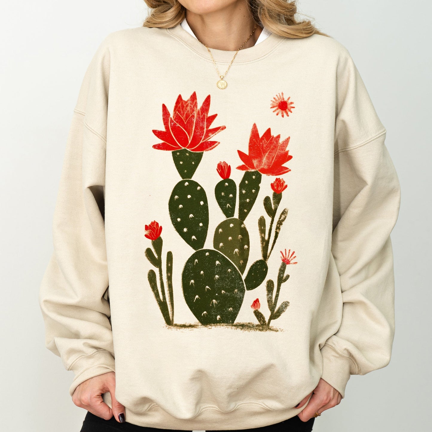 Desert Cactus, Succulent, Country, Western Plants Sweatshirt