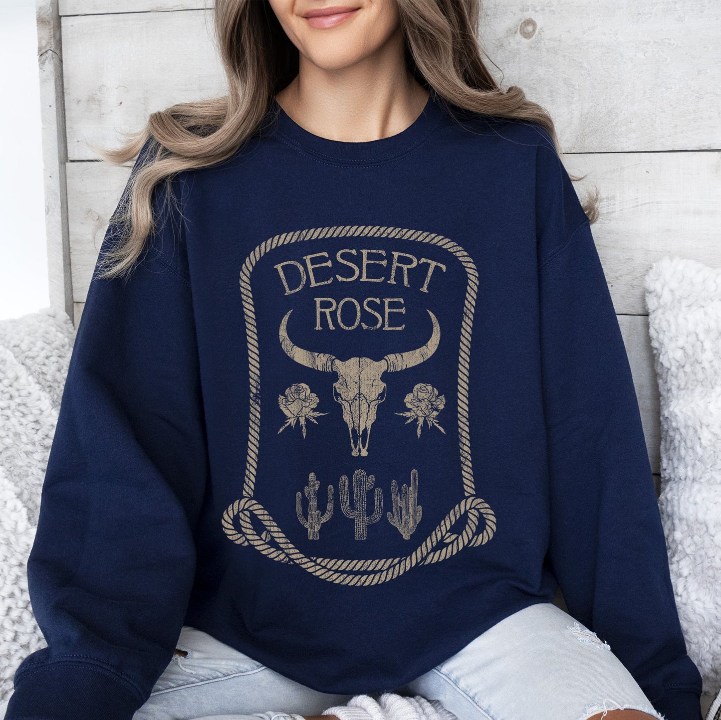 Desert Rose, Skull, Western, Country Sweatshirt