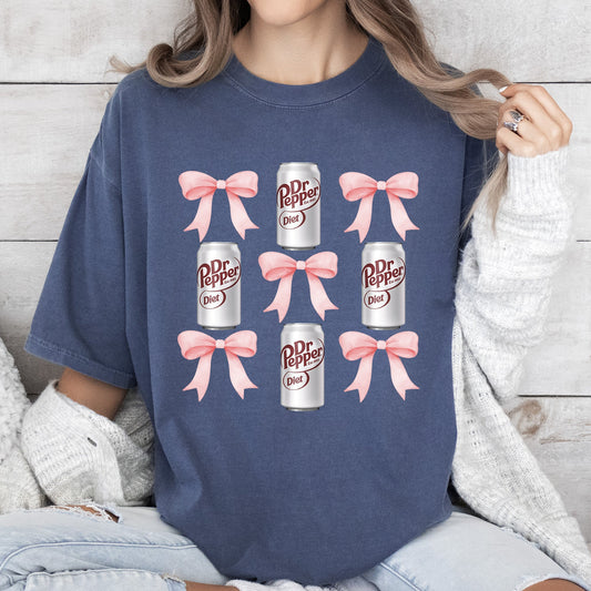 Diet, Dr Pepper, Soft Drink, Coquette, Preppy, Soda, Pop, Bows Tshirt Comfort Colors T-Shirt