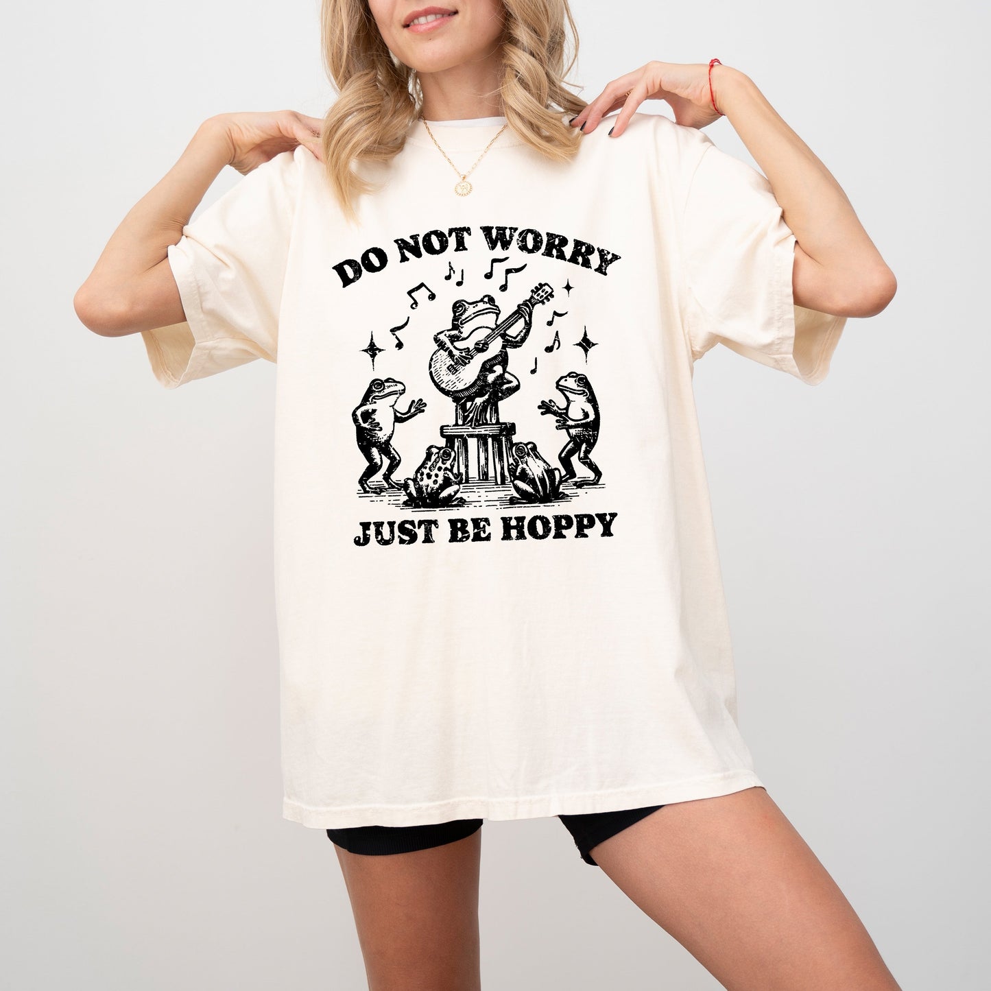 Don't Worry, Be Hoppy, Happy, Frog, Toad, Guitar, Funny, Reggae Music, Aesthetic, Meme, Tshirt Comfort Colors T-Shirt